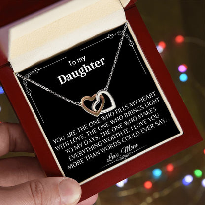 To My Daughter - Interlocking Hearts Necklace