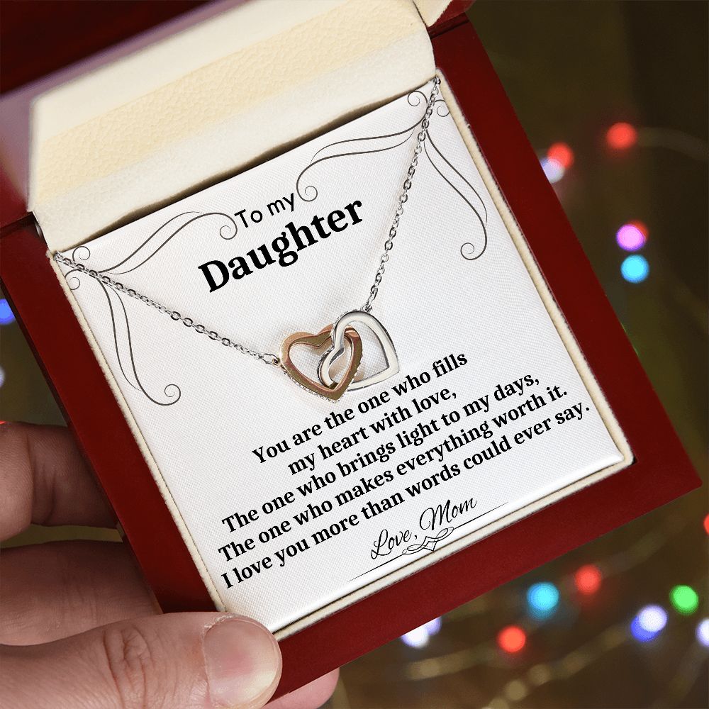 To My Daughter - Interlocking Hearts Necklace