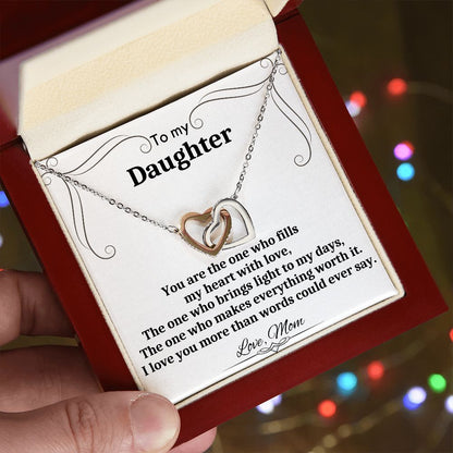 To My Daughter - Interlocking Hearts Necklace