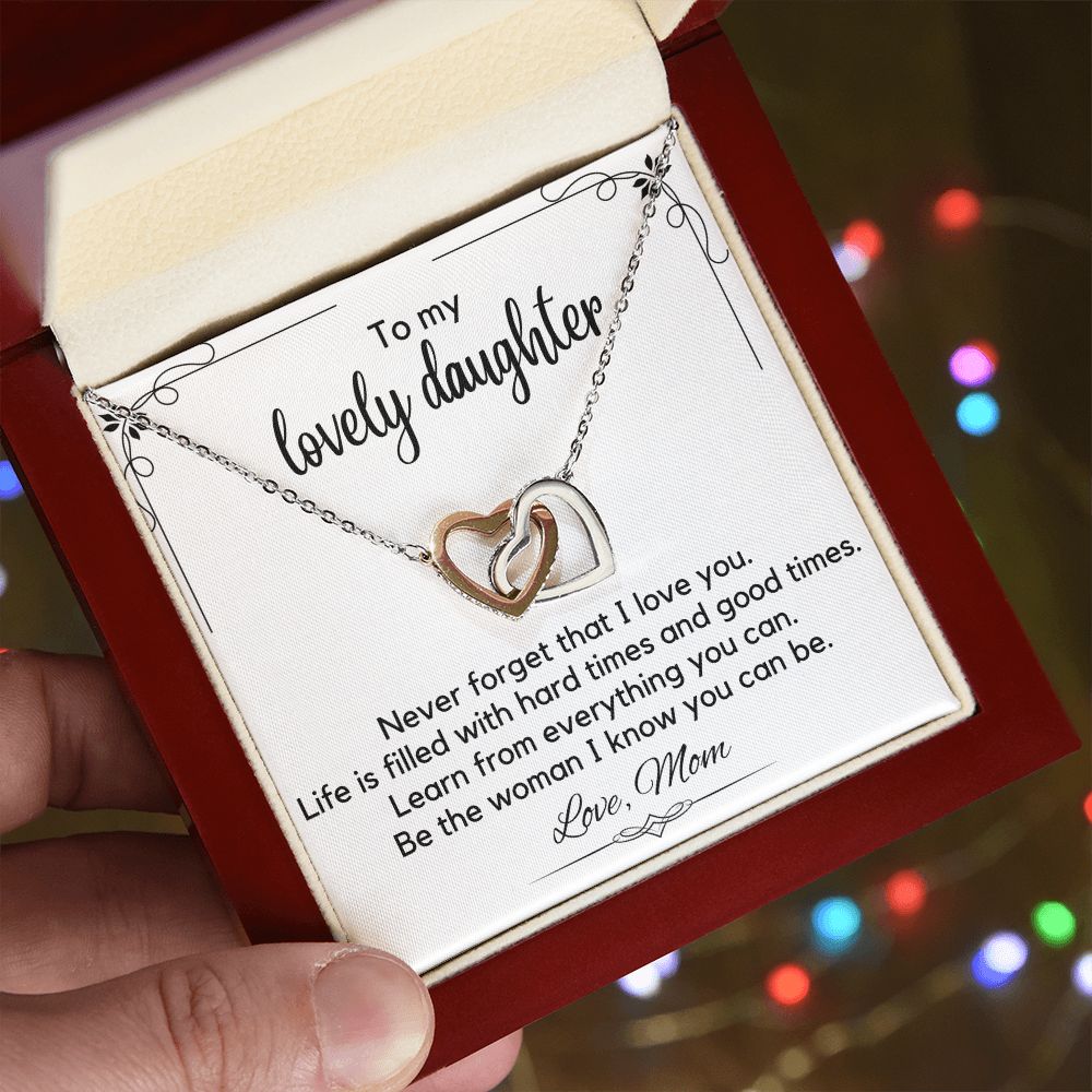 To My Lovely Daughter - Interlocking Hearts Necklace