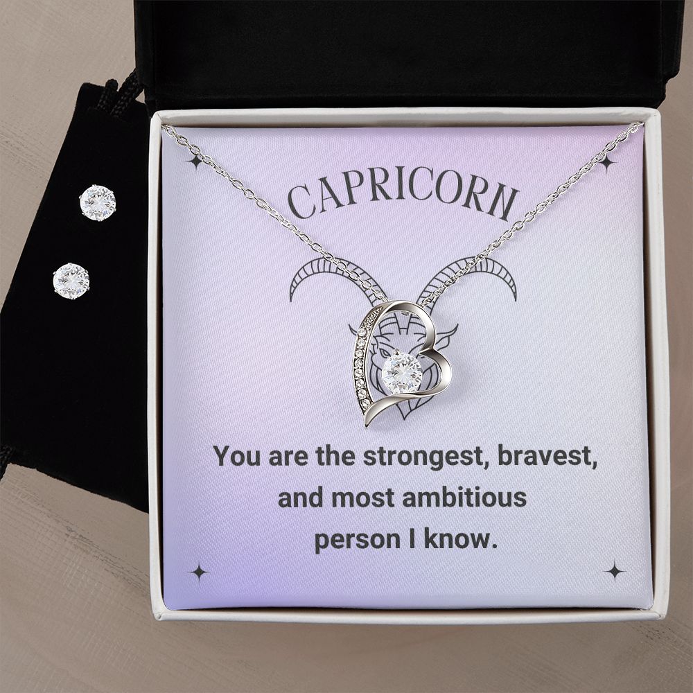 Capricorn Forever Love Necklace And Earrings Set