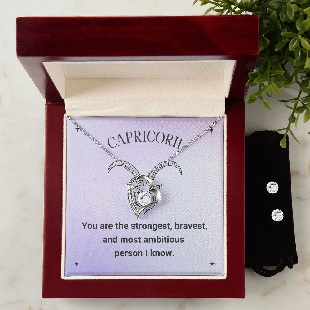 Capricorn Forever Love Necklace And Earrings Set