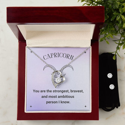 Capricorn Forever Love Necklace And Earrings Set