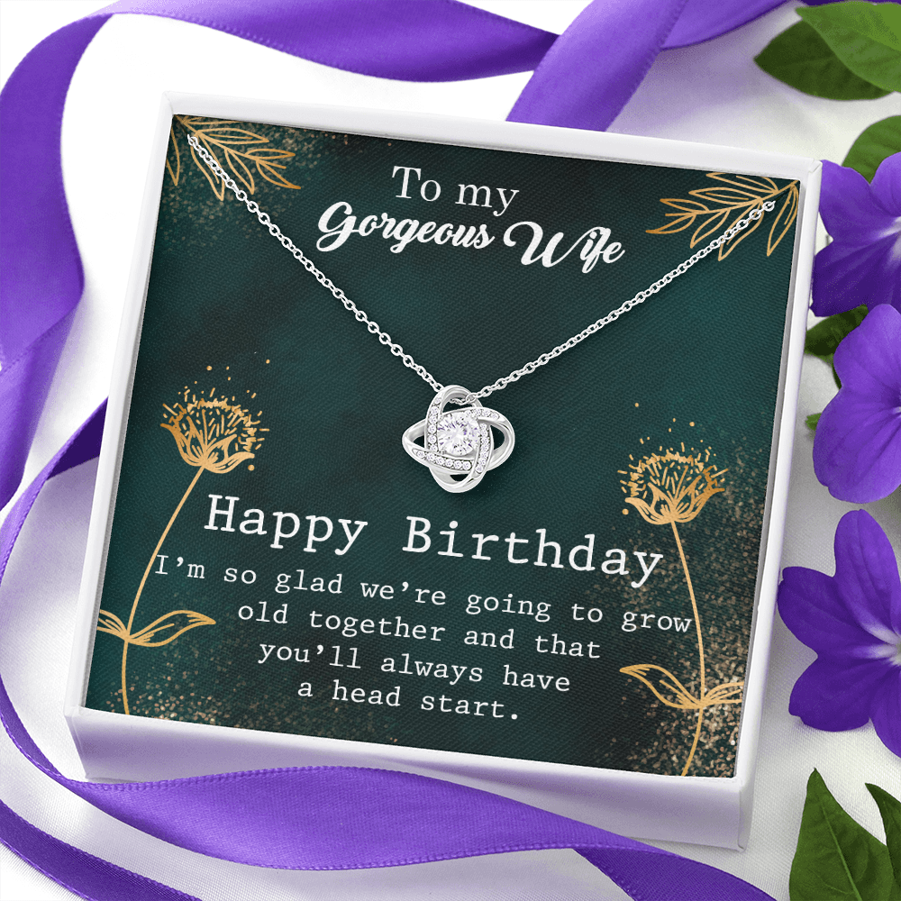 To My Gorgeous Wife - Happy Birthday Love Knot Necklace