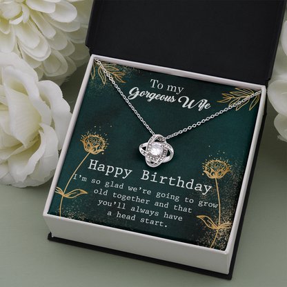 To My Gorgeous Wife - Happy Birthday Love Knot Necklace