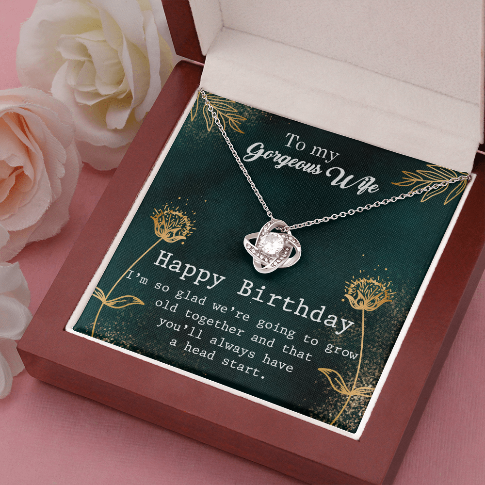 To My Gorgeous Wife - Happy Birthday Love Knot Necklace