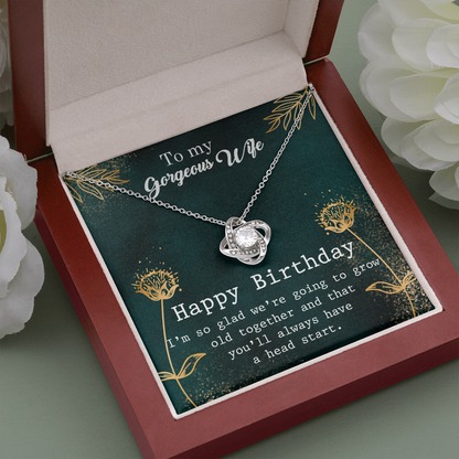 To My Gorgeous Wife - Happy Birthday Love Knot Necklace